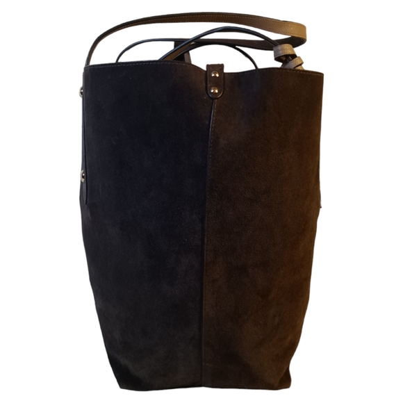 Coach Dark Brown & Cream Reversible Leather Suede Large Market Tote Bag Purse - Picture 5 of 14